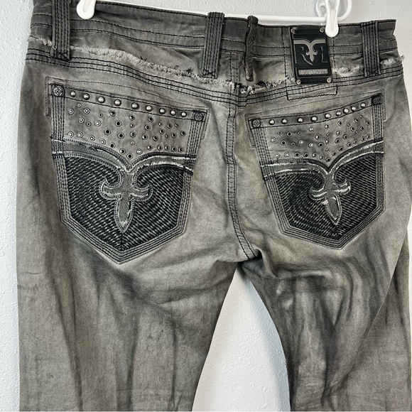 Rock Revival Men’s Jeans Size 42 Armory Biker Distressed Embroidered NWT - Picture 8 of 14